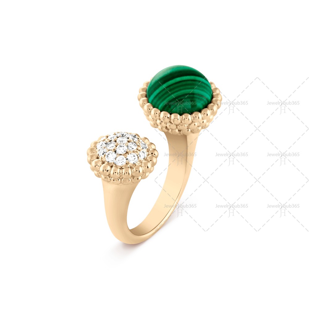 Perlée couleurs Between the Finger ring Diamond Malachite Yellow gold