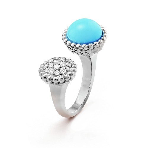 Perlée couleurs Between the Finger ring Diamond Turquoise White gold