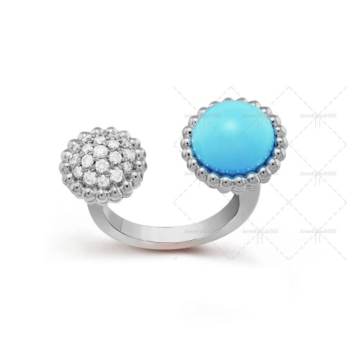 Perlée couleurs Between the Finger ring Diamond Turquoise White gold