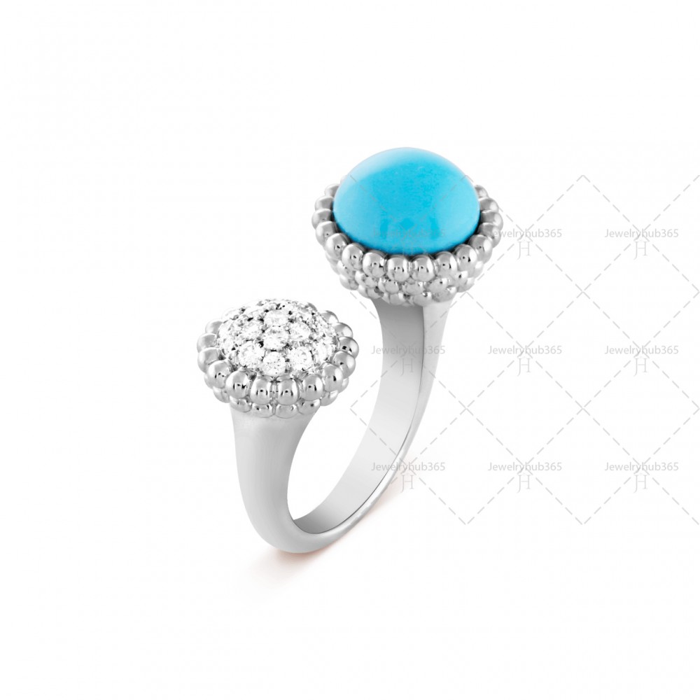 Perlée couleurs Between the Finger ring Diamond Turquoise White gold