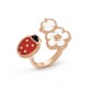 Lucky Spring Between the Finger ring Mother-of-pearl Carnelian Onyx Rose gold