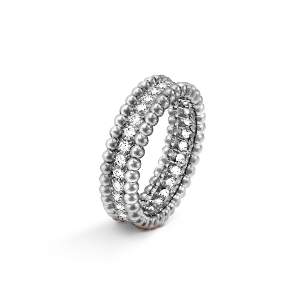 Perlée diamonds 1 row ring Diamond White gold