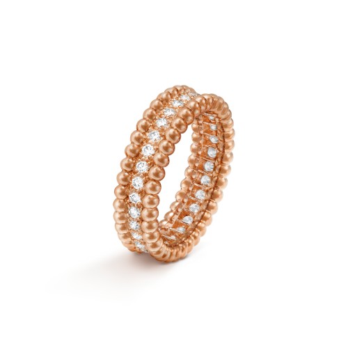 Perlée diamonds 1 row ring Diamond Rose gold