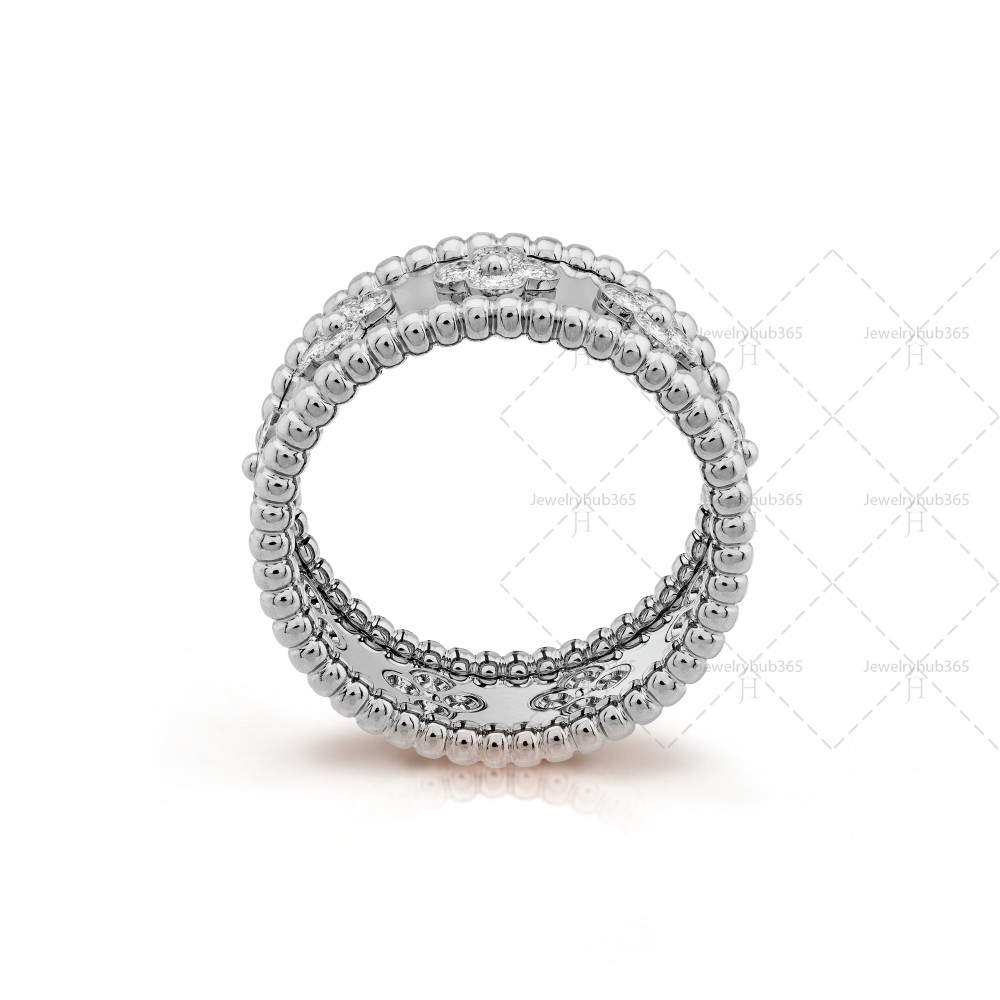 Perlée clovers ring small model Diamond White gold