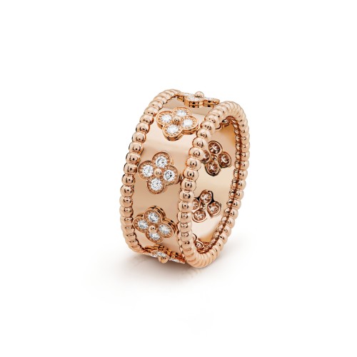 Perlée clovers ring small model Diamond Rose gold