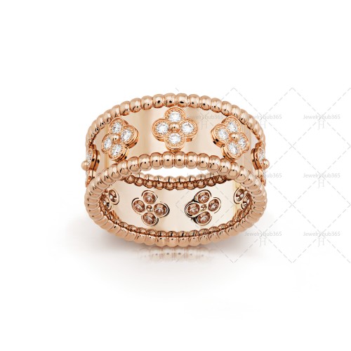 Perlée clovers ring small model Diamond Rose gold