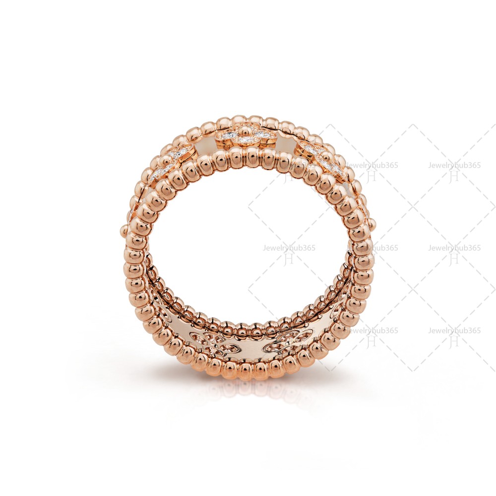 Perlée clovers ring small model Diamond Rose gold