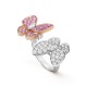 Two Butterfly Between the Finger ring Diamond Sapphire White gold