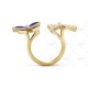 Two Butterfly Between the Finger ring Diamond Lapis Lazuli Yellow gold