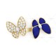 Two Butterfly Between the Finger ring Diamond Lapis Lazuli Yellow gold