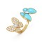 Two Butterfly Between the Finger ring Diamond Turquoise Yellow gold