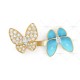 Two Butterfly Between the Finger ring Diamond Turquoise Yellow gold